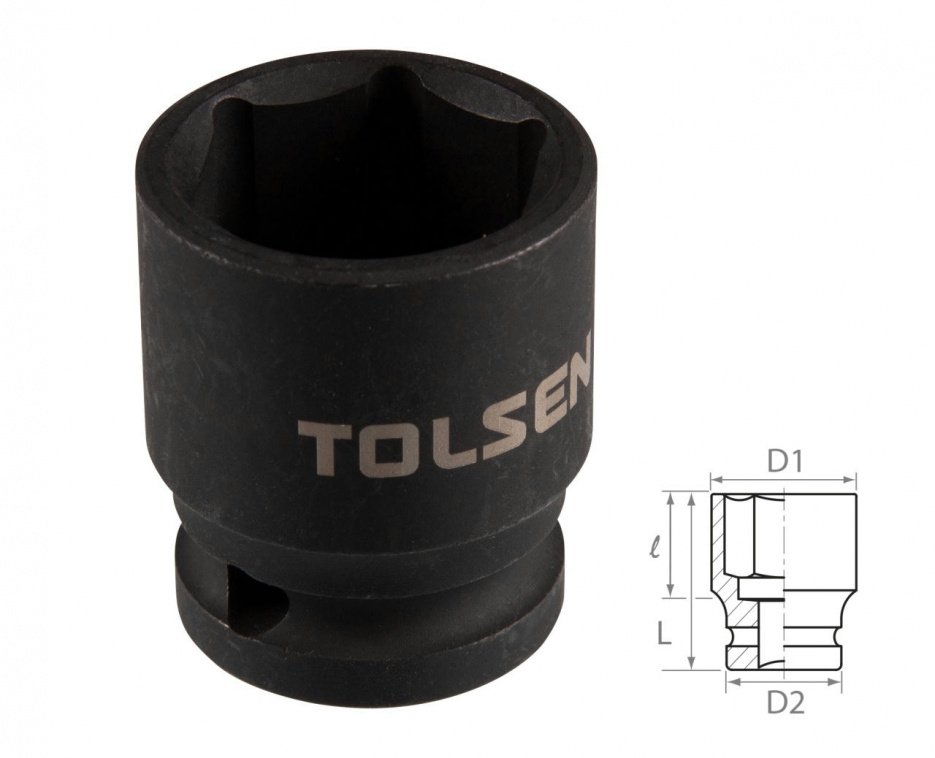 Головка торцевая ударная шестигранная 1/2", 24 мм TOLSEN TT18224